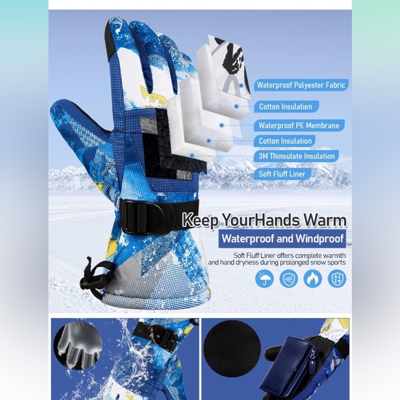 NWT FIORETTO Ski Snow Gloves Waterproof Touchscreen, XLarge - Picture 5 of 6